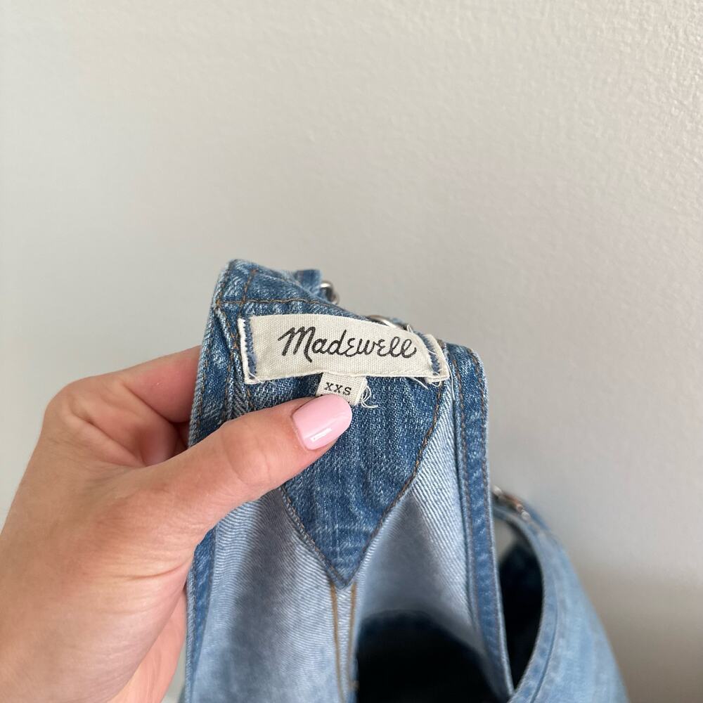 Madewell Adirondack Denim Raw Hem Short Overalls Blue XXS - Picture 10 of 11
